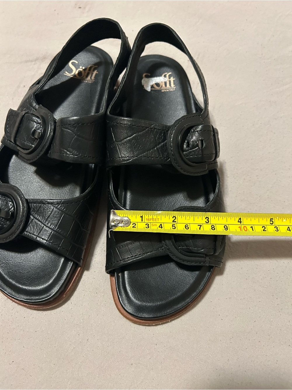 Sofft Black Croc-Embossed Double Buckle Slingback Sandals - Picture 4 of 8